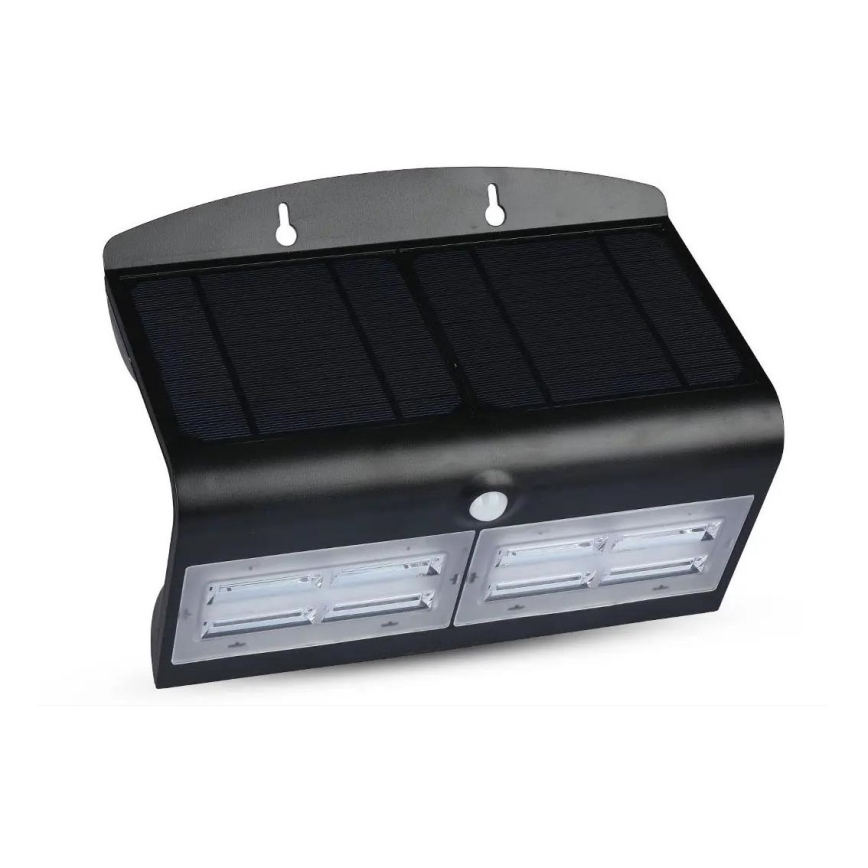 LED Solárne nástenné svietidlo so senzorom LED/7W/3,7V 4000K IP65 4000 mAh čierna