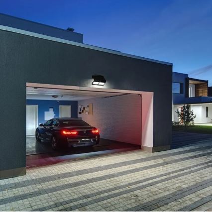 LED Solárne nástenné svietidlo so senzorom LED/7W/3,7V 4000K IP65 4000 mAh čierna