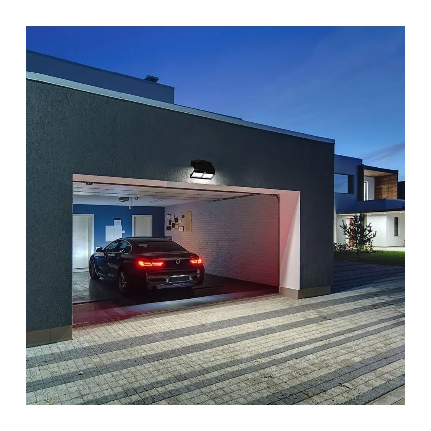 LED Solárne nástenné svietidlo so senzorom LED/7W/3,7V 4000K IP65 4000 mAh čierna