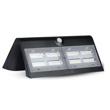 LED Solárne nástenné svietidlo so senzorom LED/7W/3,7V 4000K IP65 4000 mAh čierna