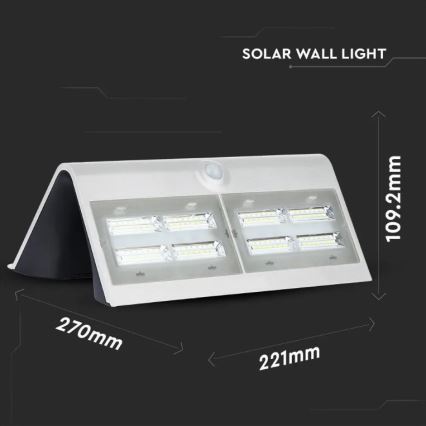 LED Solárne nástenné svietidlo so senzorom LED/7W/3,7V 4000K IP65 biela