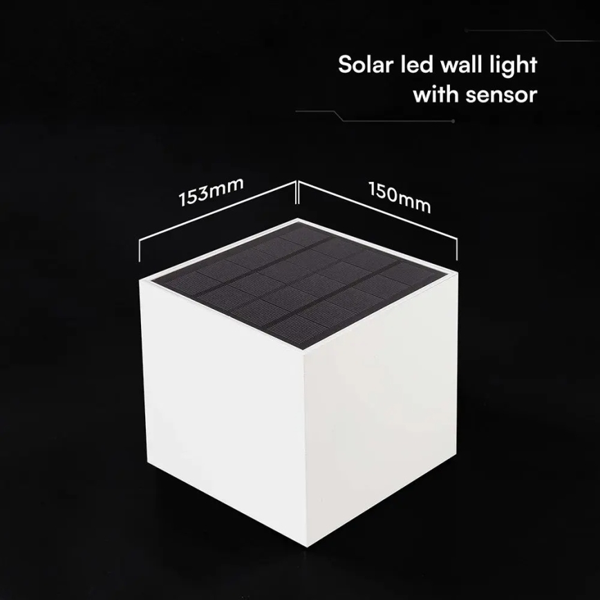 LED Solárne nástenné svietidlo so senzorom LED/9W/3,7V 3000/4000/5000K IP65 2600 mAh biele