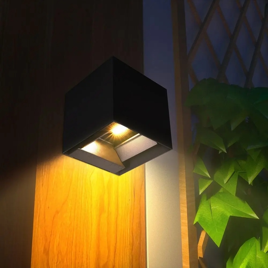LED solárne nástenné svietidlo so senzorom LED/9W/3,7V 3000/4000/5000K IP65 2600 mAh čierne