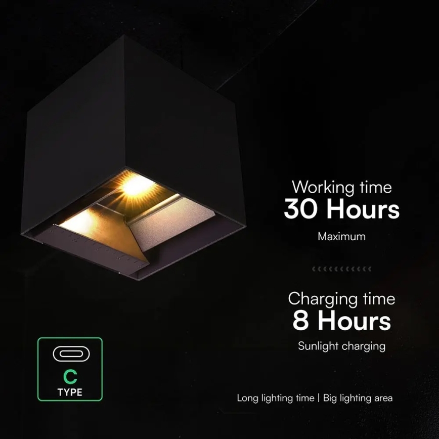 LED solárne nástenné svietidlo so senzorom LED/9W/3,7V 3000/4000/5000K IP65 2600 mAh čierne
