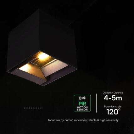 LED solárne nástenné svietidlo so senzorom LED/9W/3,7V 3000/4000/5000K IP65 2600 mAh čierne