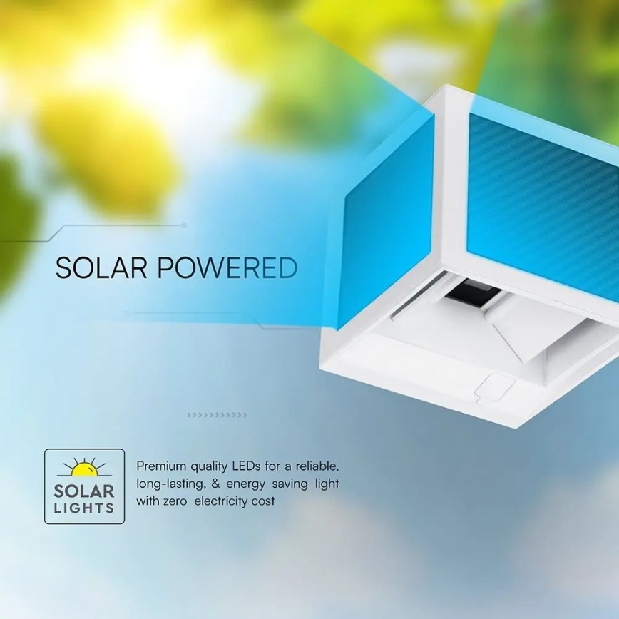 LED solárne nástenné svietidlo so senzorom LED/9W/3,7V 3000/4000/6000K IP65 2600 mAh biela