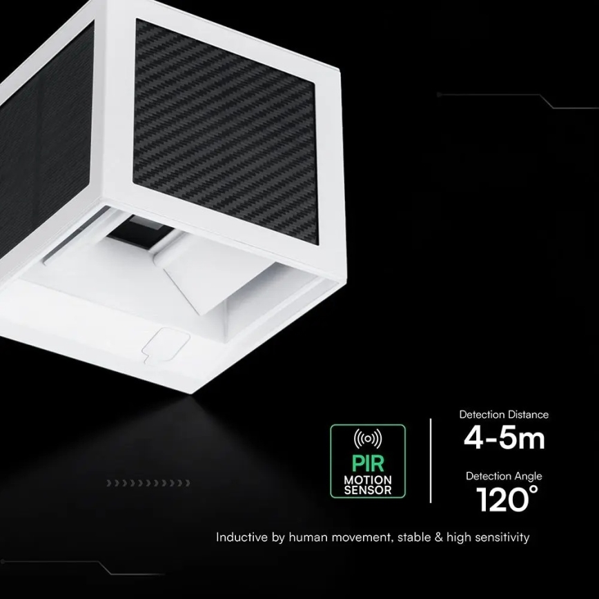 LED solárne nástenné svietidlo so senzorom LED/9W/3,7V 3000/4000/6000K IP65 2600 mAh biela