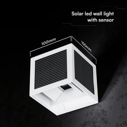 LED solárne nástenné svietidlo so senzorom LED/9W/3,7V 3000/4000/6000K IP65 2600 mAh biela