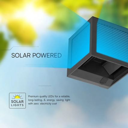 LED solárne nástenné svietidlo so senzorom LED/9W/3,7V 3000/4000/6000K IP65 2600 mAh čierne
