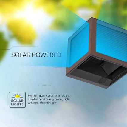 LED solárne nástenné svietidlo s čidlom LED/9W/3,7V 3000/4000/6000K IP65 2600 mAh hnedé