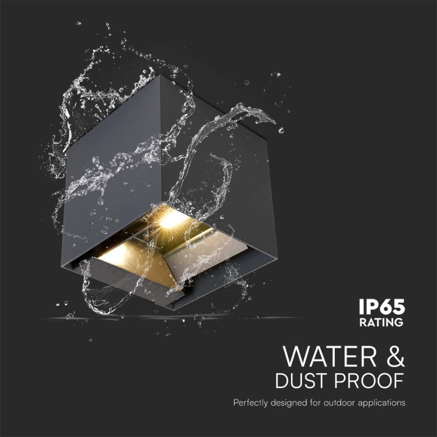 LED solárne nástenné svietidlo so senzorom LED/9W/5V 3000/4000/5000K IP65 2600 mAh antracit