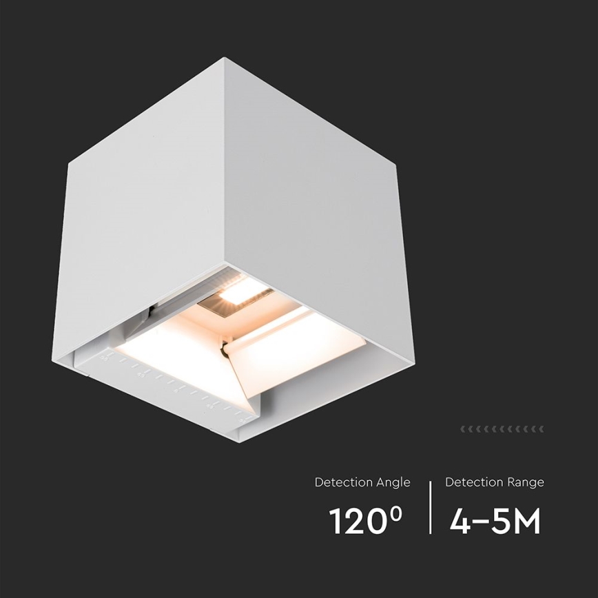 LED solárne nástenné svietidlo so senzorom LED/9W/5V 3000/4000/5000K IP65 2600 mAh biela