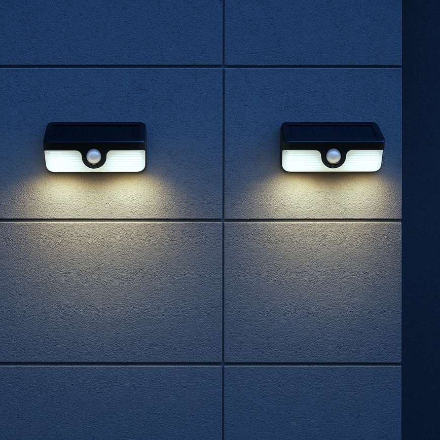 LED Solárne nástenné svietidlo so senzorom LINK LED/5W/3,7V 2000 mAh IP65 čierna