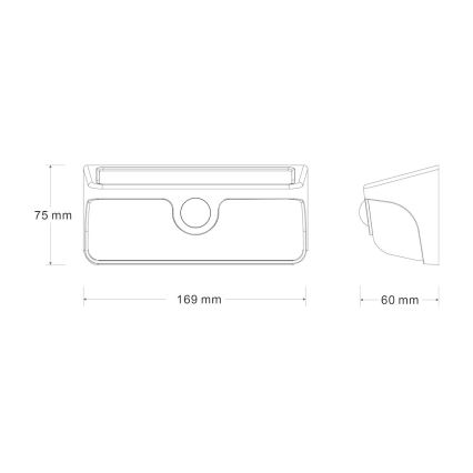 LED Solárne nástenné svietidlo so senzorom LINK LED/5W/3,7V 2000 mAh IP65 čierna
