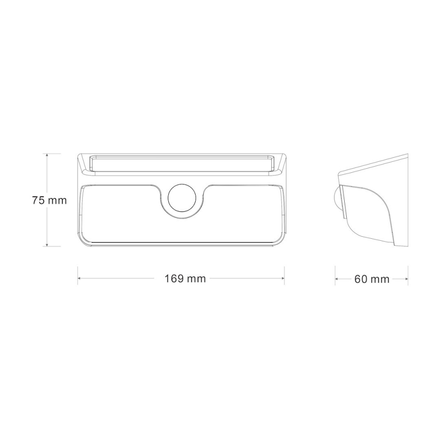 LED Solárne nástenné svietidlo so senzorom LINK LED/5W/3,7V 2000 mAh IP65 čierna