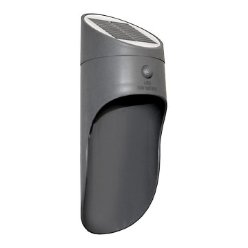 LED Solárne nástenné svietidlo so senzorom PALESA LED/1W/3,7V IP65 1800 mAh šedá
