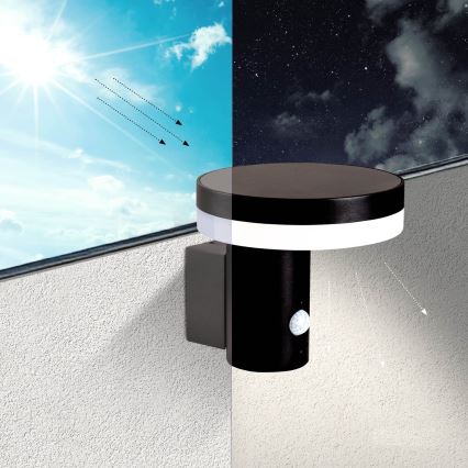 LED Solárne nástenné svietidlo so senzorom SOLARIS3 LED/5,5W/3,7V 4000K IP44 2600 mAh