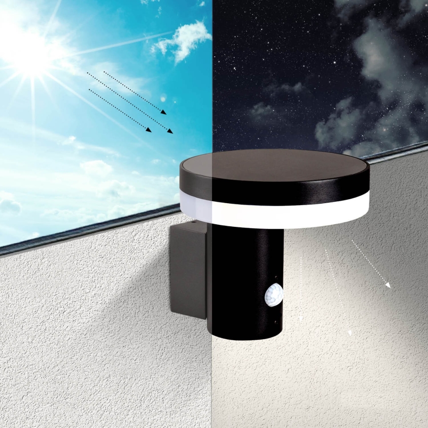 LED Solárne nástenné svietidlo so senzorom SOLARIS3 LED/5,5W/3,7V 4000K IP44 2600 mAh