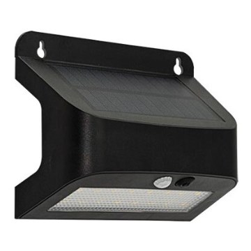 LED solárne nástenné svietidlo so senzorom SOLTO LED/6W/3,7V 4000K IP54 2400 mAh čierna