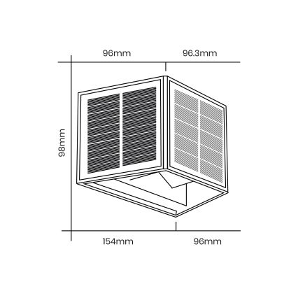 LED Solárne nástenné svietidlo WINGS LED/2W/1300 mAh 3,7V 6000K IP54 čierna