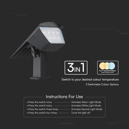 LED solárne svietidlo 2v1 LED/1,3W/3,7V 3000/4000/6400K IP65 1200 mAh