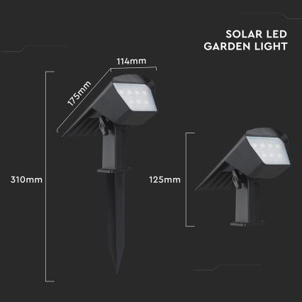 LED solárne svietidlo 2v1 LED/1,3W/3,7V 3000/4000/6400K IP65 1200 mAh