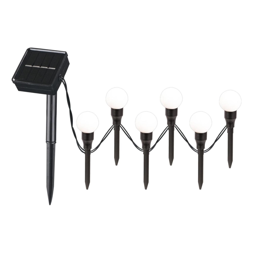 LED Solárne svietidlo KULKI 6xLED/1,2V 600 mAh 4,3 m IP44 čierna/biela