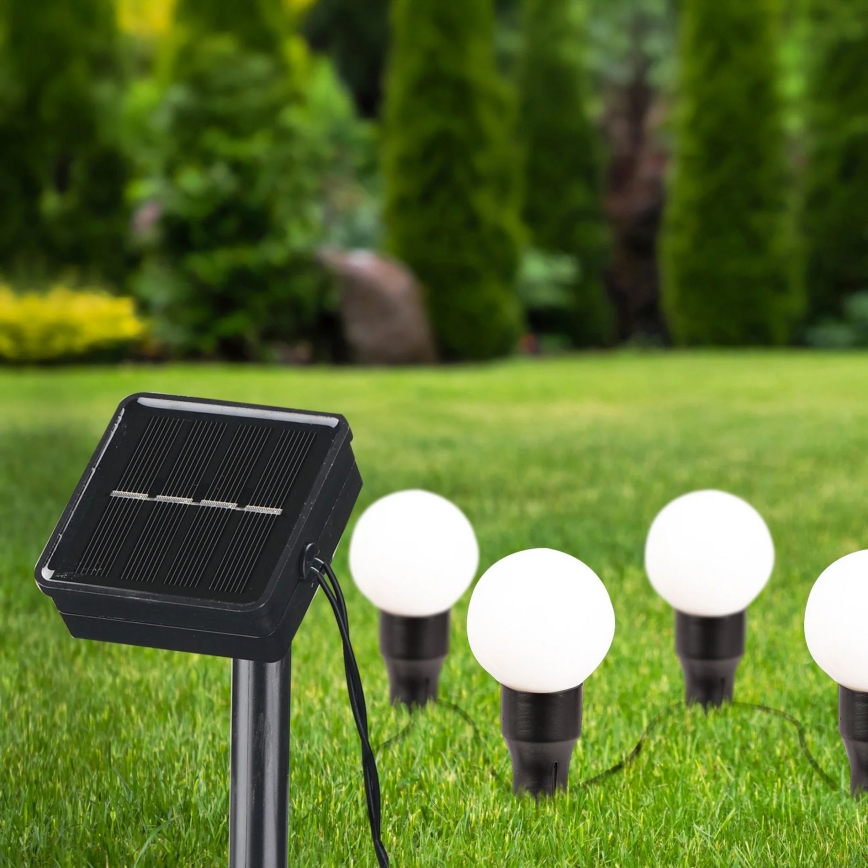 LED Solárne svietidlo KULKI 6xLED/1,2V 600 mAh 4,3 m IP44 čierna/biela