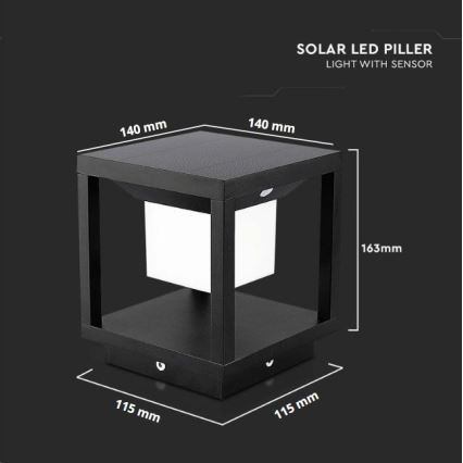 LED Solárne svietidlo so senzorom LED/2W/5,5V 3000K IP65 čierna