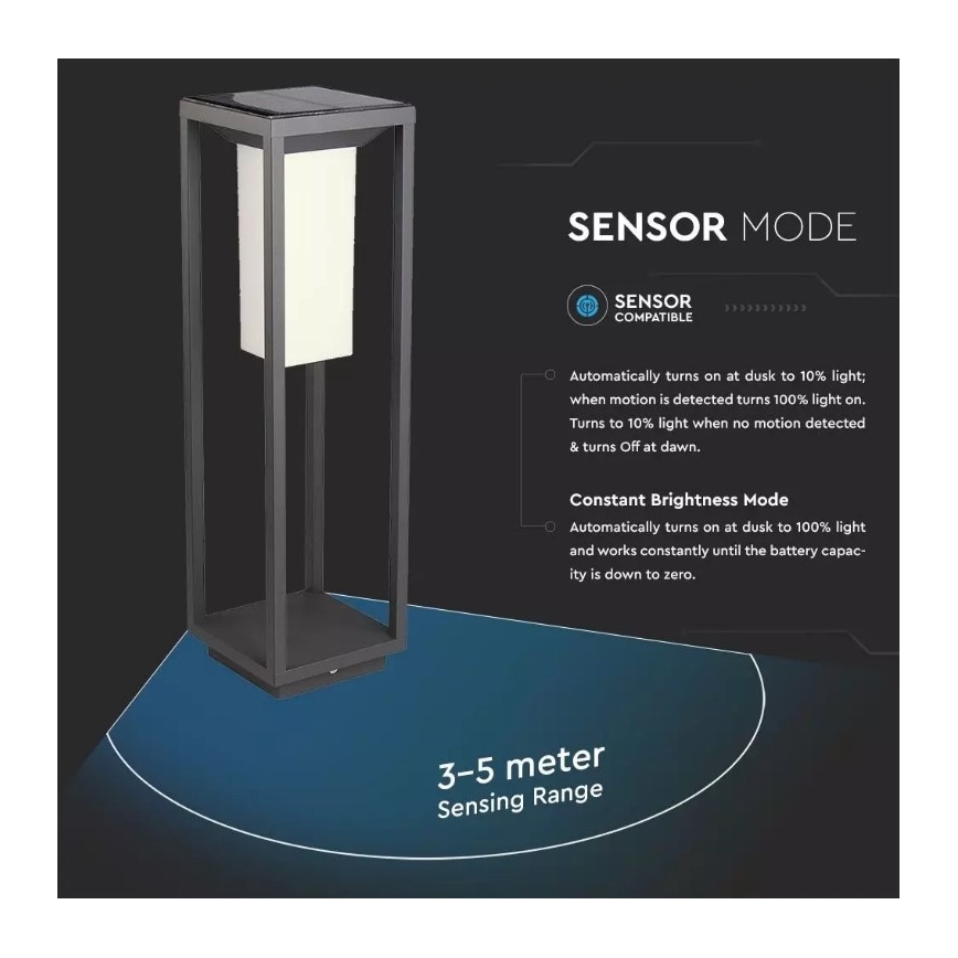 LED Solárne svietidlo so senzorom SAMSUNG CHIP LED/2W/3,7V IP65