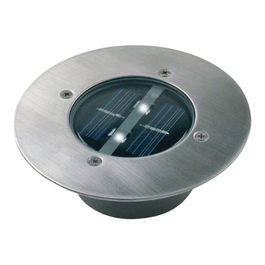 LED Solárne zápustné svietidlo so senzorom LED/0,12W/2xAAA IP67 nerez kruh