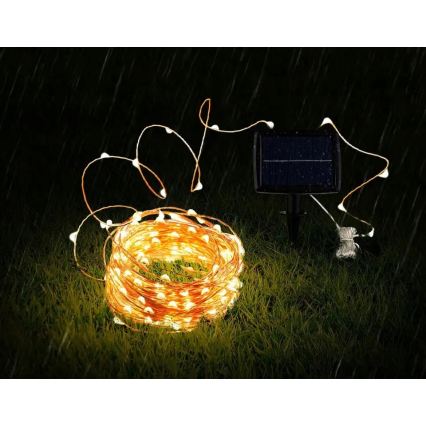 LED solárny dekoračný reťazec 200×LED/1,2 V 800 mAh 12 m IP44 čierna