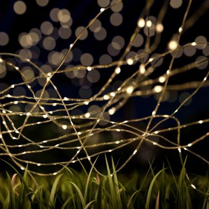 LED solárny dekoračný reťazec 200×LED/1,2 V 800 mAh 12 m IP44 čierna