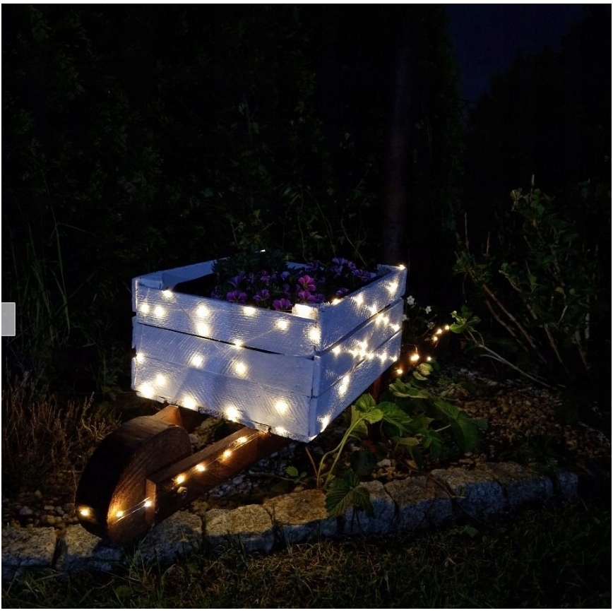 LED solárny dekoračný reťazec 200×LED/1,2 V 800 mAh 12 m IP44 čierna
