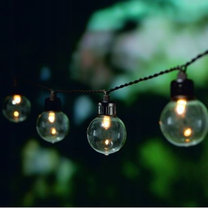 LED solárny dekoračný reťazec 20× LED / 8 funkcií 500 mAh 7,6 m IP67 teplá biela