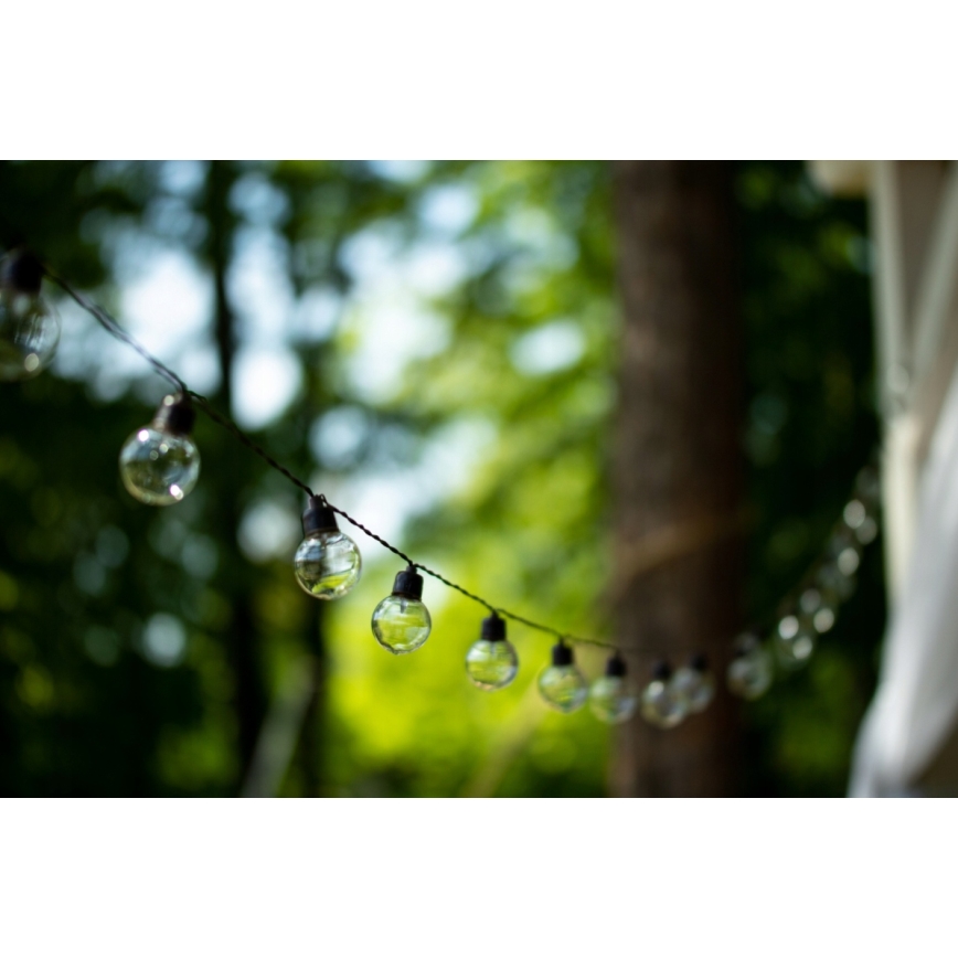 LED solárny dekoračný reťazec 20× LED / 8 funkcií 500 mAh 7,6 m IP67 teplá biela