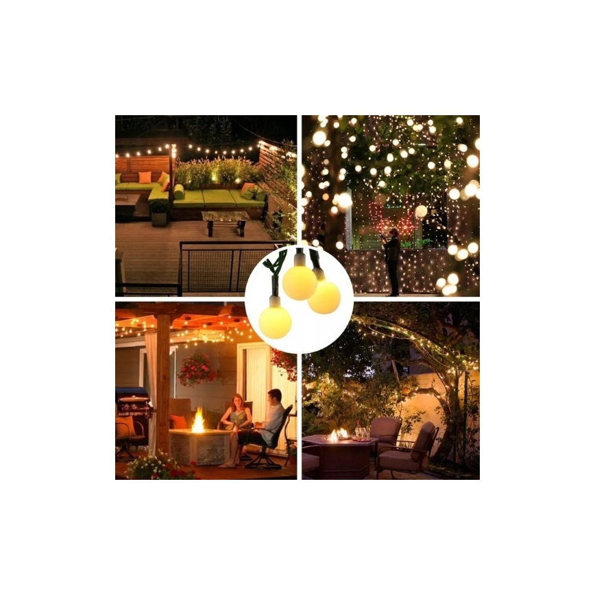 LED solárny dekoračný reťazec 50xLED/8 funkcií 500 mAh 9,5 m IP67 teplá biela