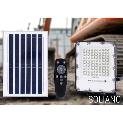 LED Vonkajší stmievateľný solárny reflektor LED/100W/3,2V 4500K IP65 čierna + diaľkové ovládanie
