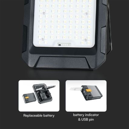 LED Solárny reflektor LED/10W/3,7V IP65 4000K čierna + diaľkové ovládanie