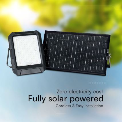 Solárny LED reflektor LED/15W/3,7V IP65 4000K 12000 mAh čierny + diaľkové ovládanie