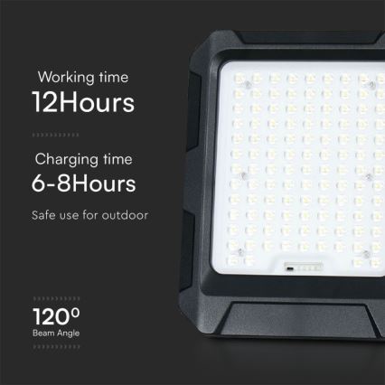 Solárny LED reflektor LED/15W/3,7V IP65 4000K 12000 mAh čierny + diaľkové ovládanie
