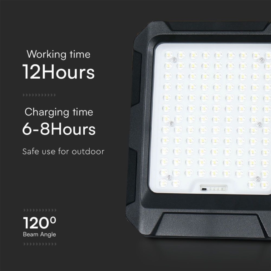 Solárny LED reflektor LED/15W/3,7V IP65 4000K 12000 mAh čierny + diaľkové ovládanie