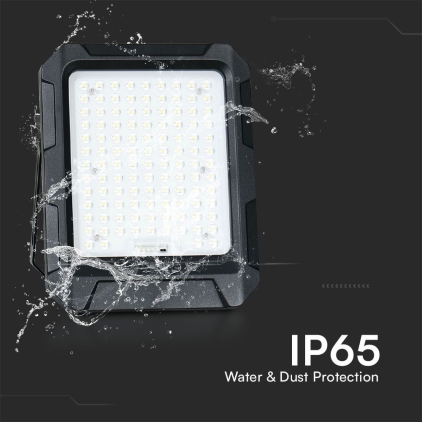 Solárny LED reflektor LED/15W/3,7V IP65 4000K 12000 mAh čierny + diaľkové ovládanie