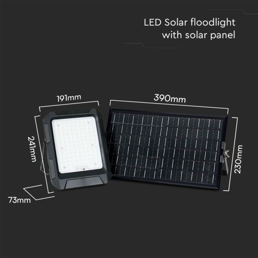 Solárny LED reflektor LED/15W/3,7V IP65 4000K 12000 mAh čierny + diaľkové ovládanie