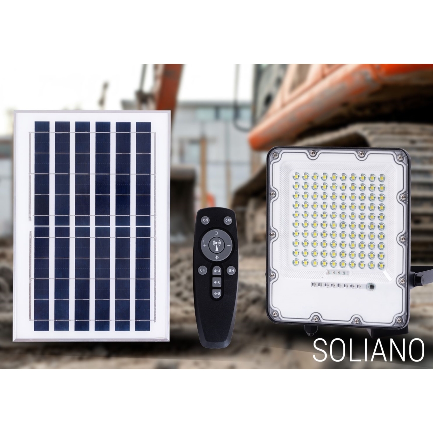LED Vonkajší stmievateľný solárny reflektor LED/50W/3,2V 4500K IP65 čierna + diaľkové ovládanie