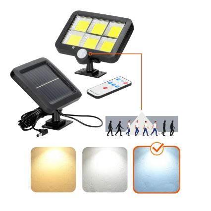 LED Solárny reflektor so senzorom LED/1,5W/3,7V 6000K IP44 1200 mAh