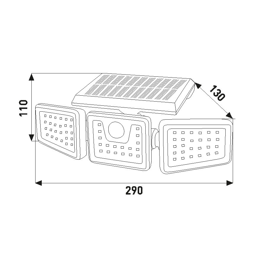 LED solárny reflektor so senzorom LED/14W/3,7V 1800 mAh IP44