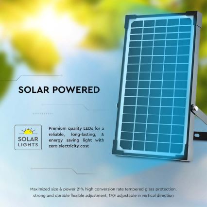 LED Solárny reflektor so senzorom LED/30W/6,4V 4000K 6000 mAh + diaľkové ovládanie