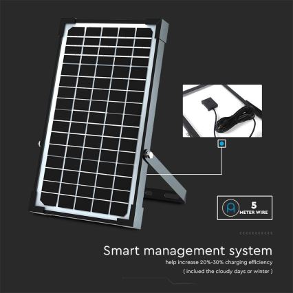 LED Solárny reflektor so senzorom LED/30W/6,4V 6400K + diaľkové ovládanie