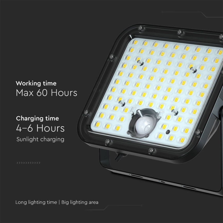 LED Solárny reflektor so senzorom LED/30W/6,4V 6400K + diaľkové ovládanie